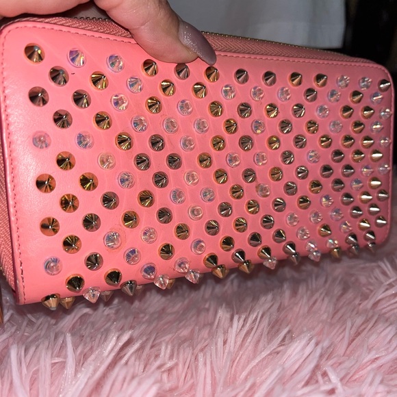 Christian Louboutin Pink Studded Wallet - Picture 2 of 11